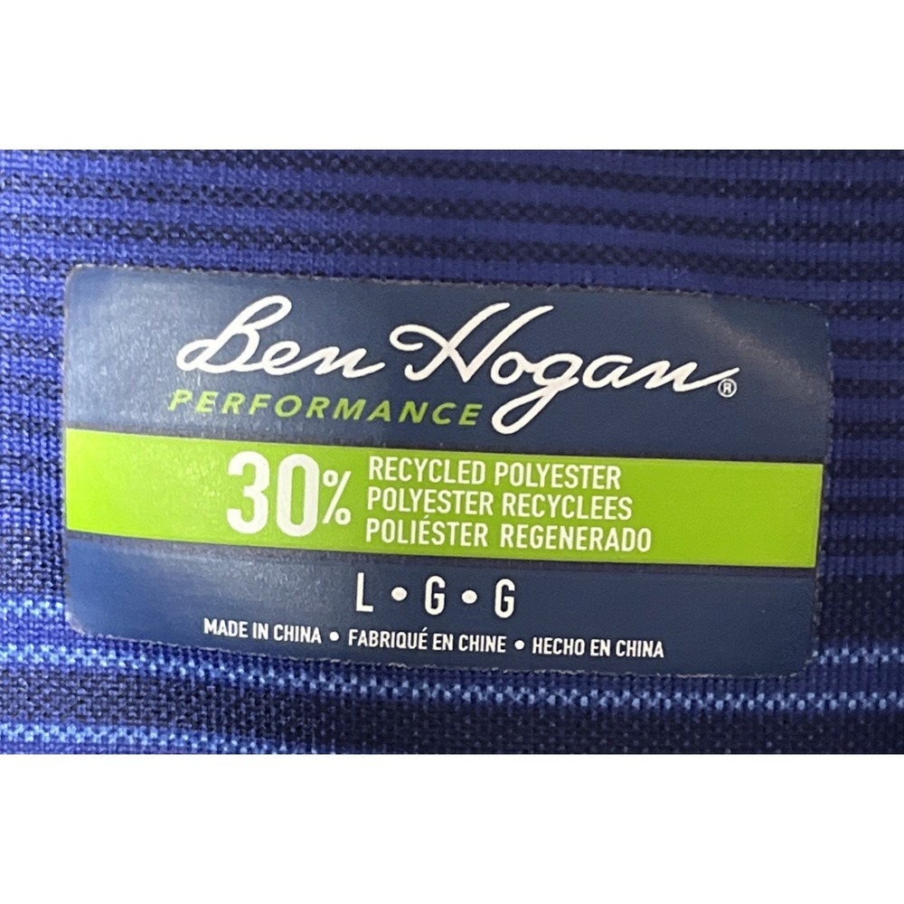 Ben Hogan Performance Golf Polo Shirt‎ Mens Sz L Short Sleeve Striped Blue - Picture 2 of 3